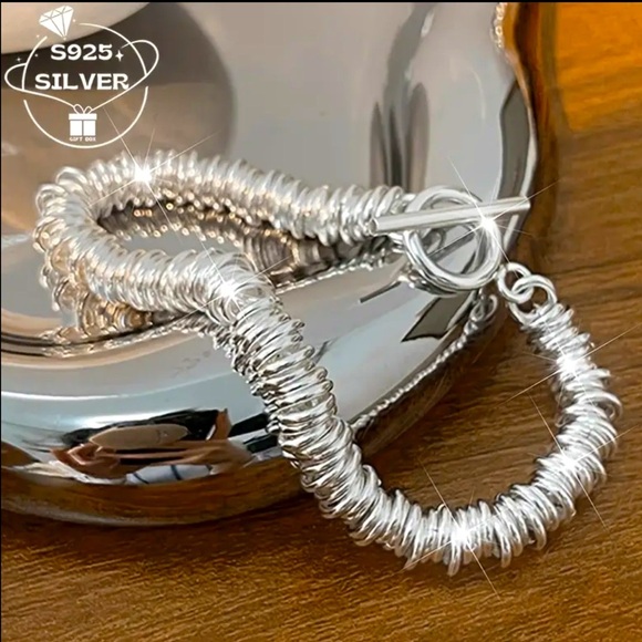 Women’s 925 Sterling Silver Toggle Clasp Circles Bracelet - NWT - Picture 1 of 6